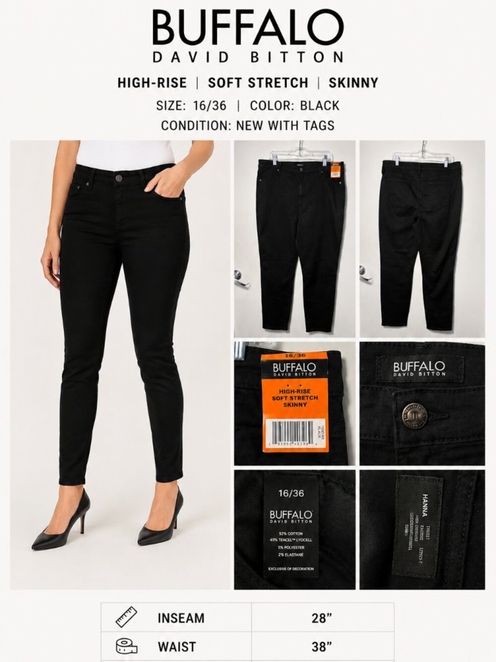 Buffalo David Bitton Men’s Black Slim Straight Jeans